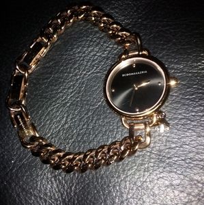 BCBGMAXAZRIA's Curb Chain Bracelet Watch 26mm in Rose Gold